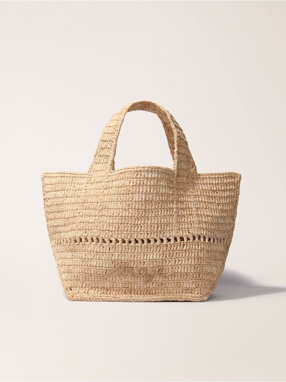 MAJE Woven Straw Mini Tote Bag in Natural - Picture 11 of 11
